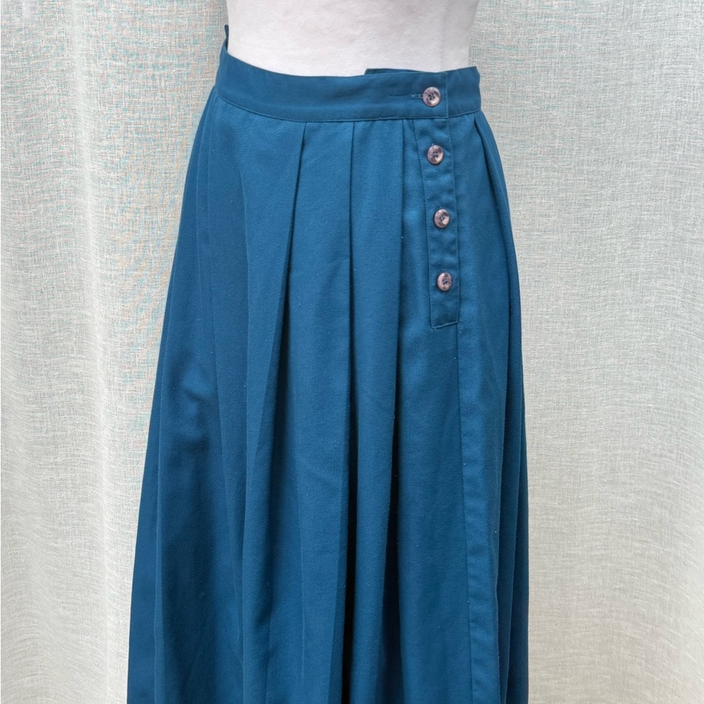 SK & Company aqua blue pleated a-line midi skirt